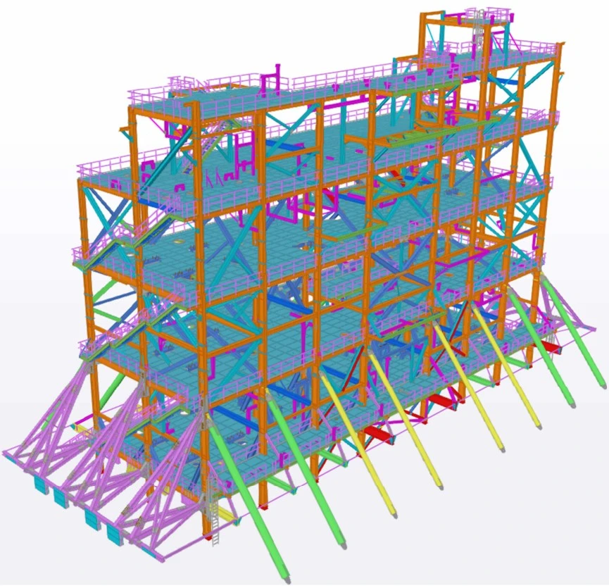 Modelo de las uniones estructurales del módulo PAU0101 del Crisp Project en Singapur