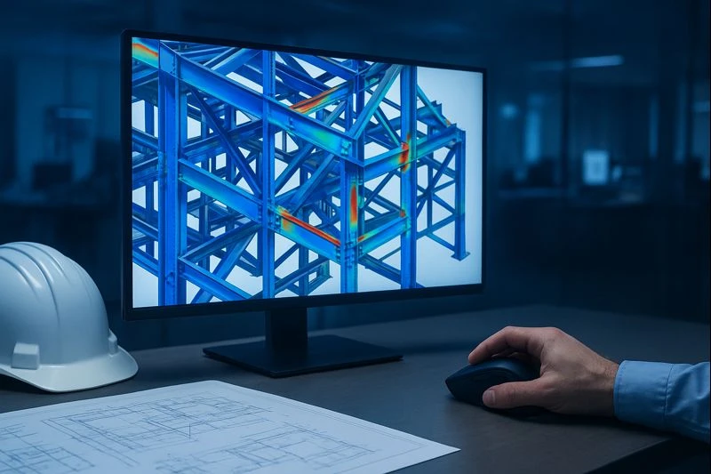 Detalle de estructura metálica optimizada mediante ingeniería de detalle